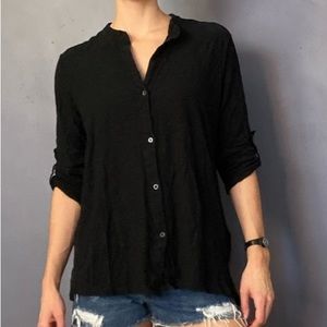 James Perse Black Button Up Blouse Size 4